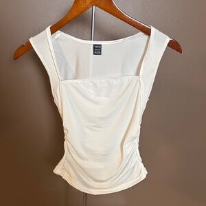 SHEIN Cream Ruched Tank Top